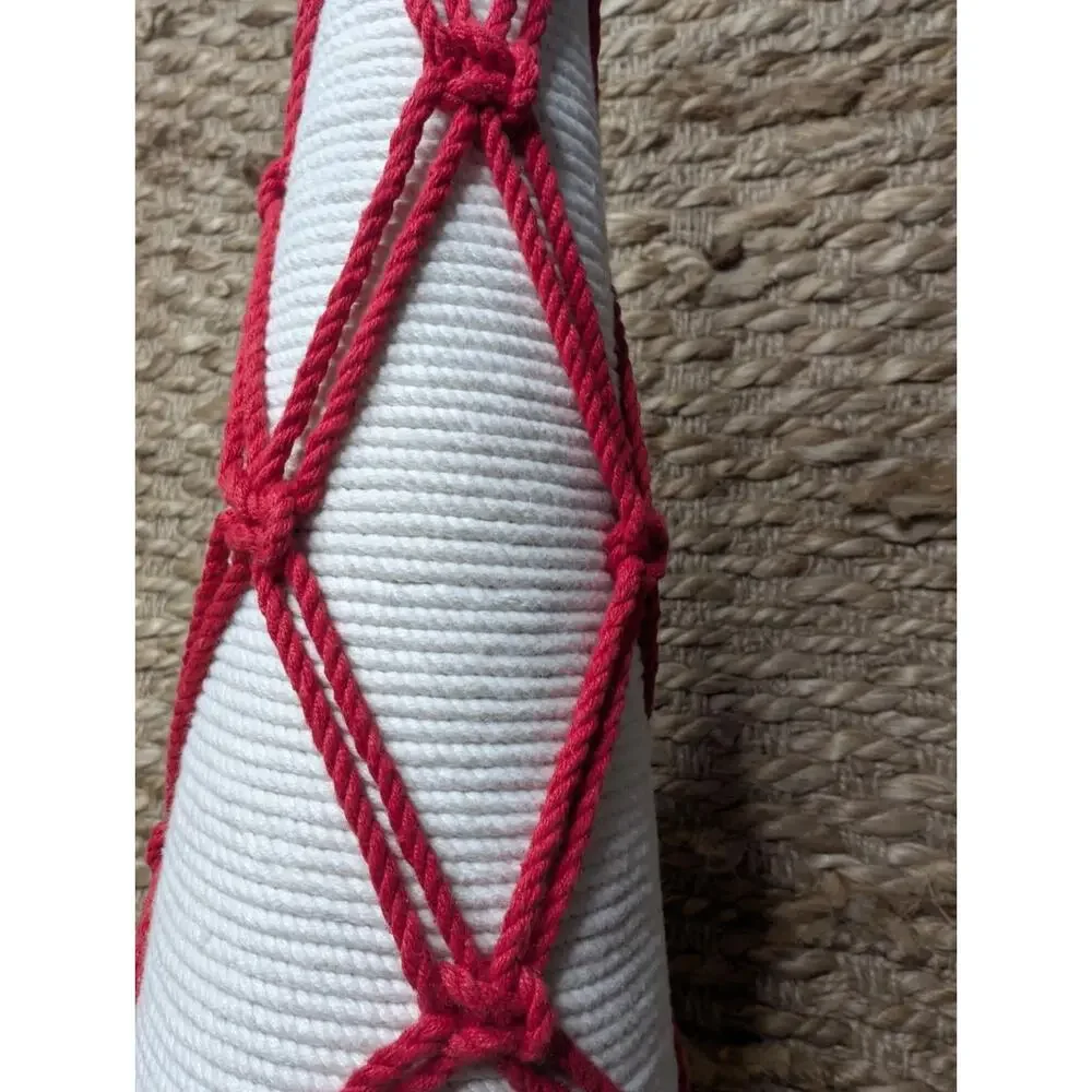 Holiday Lane Boho Festive Yarn Cone Christmas Tree Red White Tabletop Decor 19